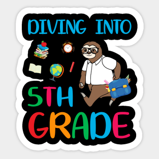 Diving Into 5th Grade Dabbing Sloth Back To School Sticker